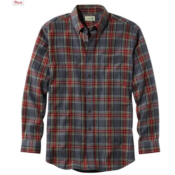 L.L.Bean Mens Scotch Plaid Traditional Fit Flannel Shirt Medium Tall Gray XM EXC - Picture 1 of 12